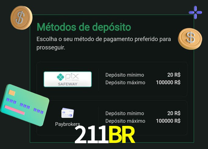O cassino 211BR oferece uma grande variedade de métodos de pagamento